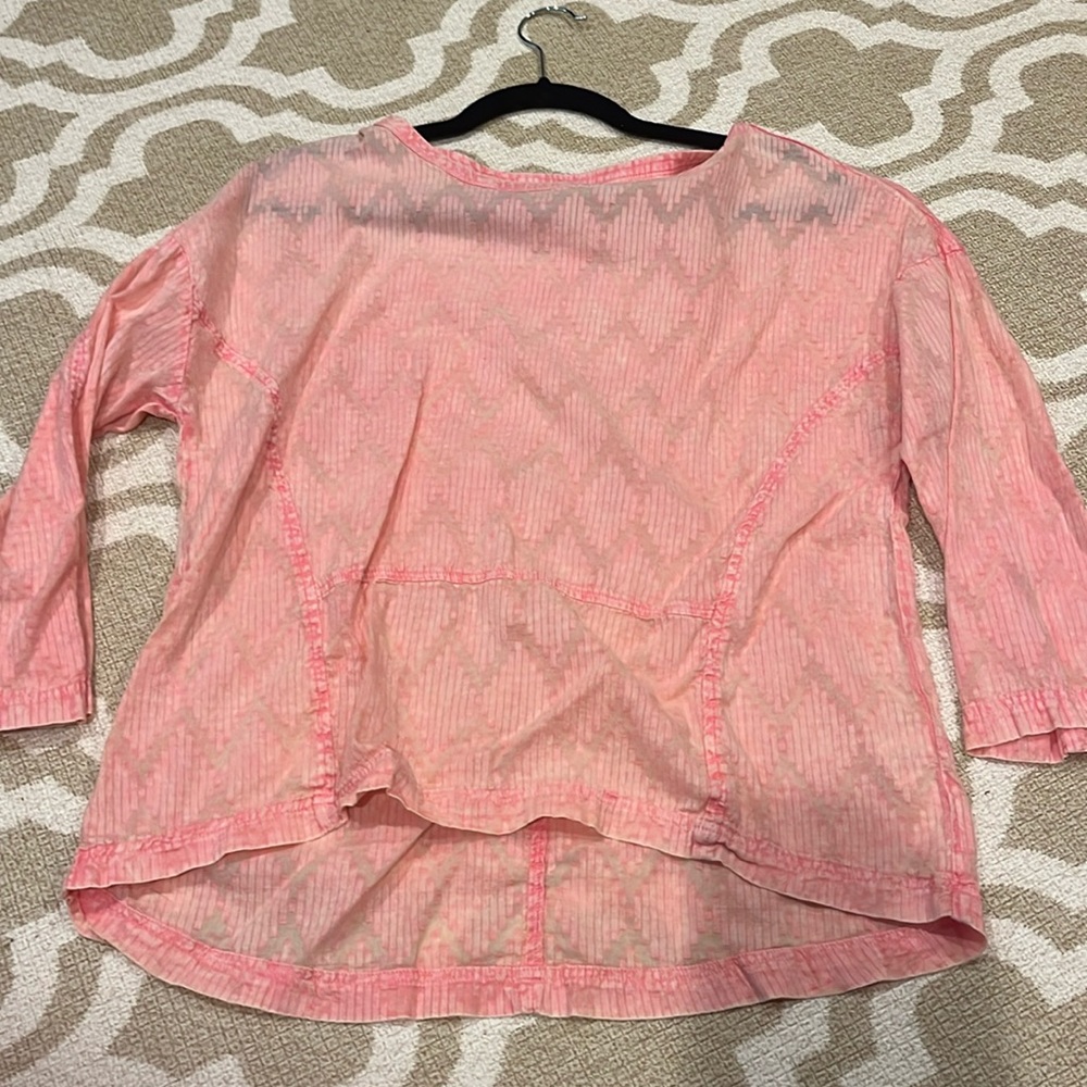 Pink Riverwash Jacquard Panel Pullover Top